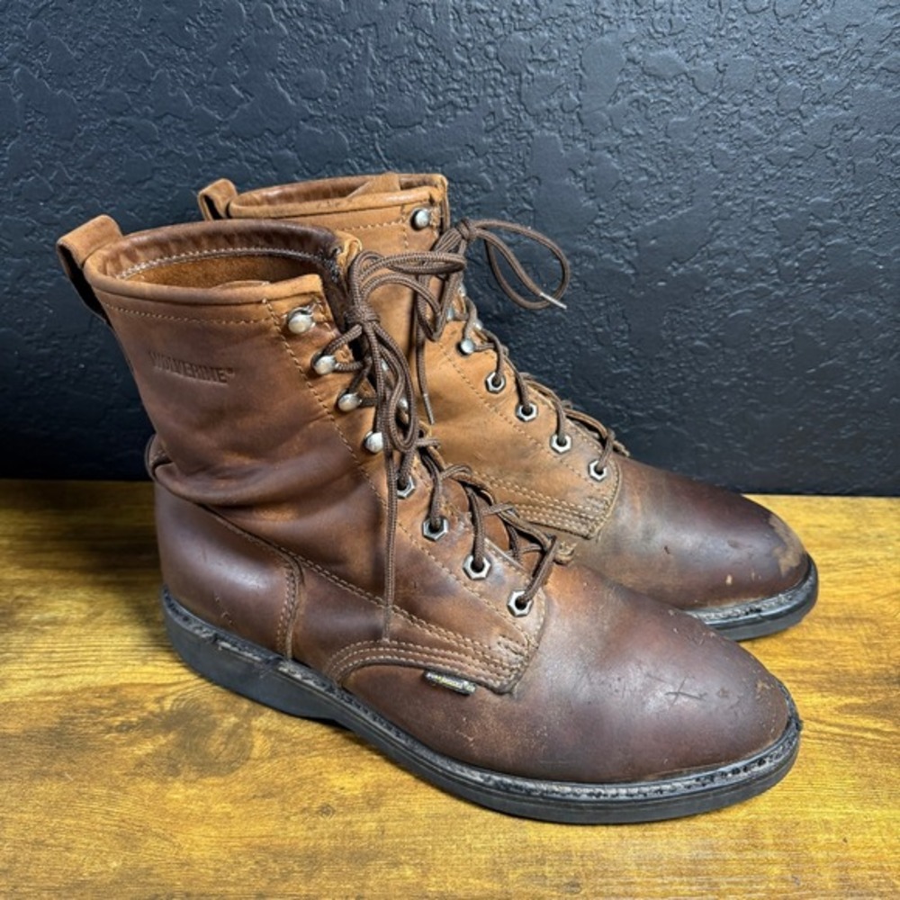 Wolverine DuraShocks 02050 Brown Leather Work Boots Mens‎ 9.5 2E Wide